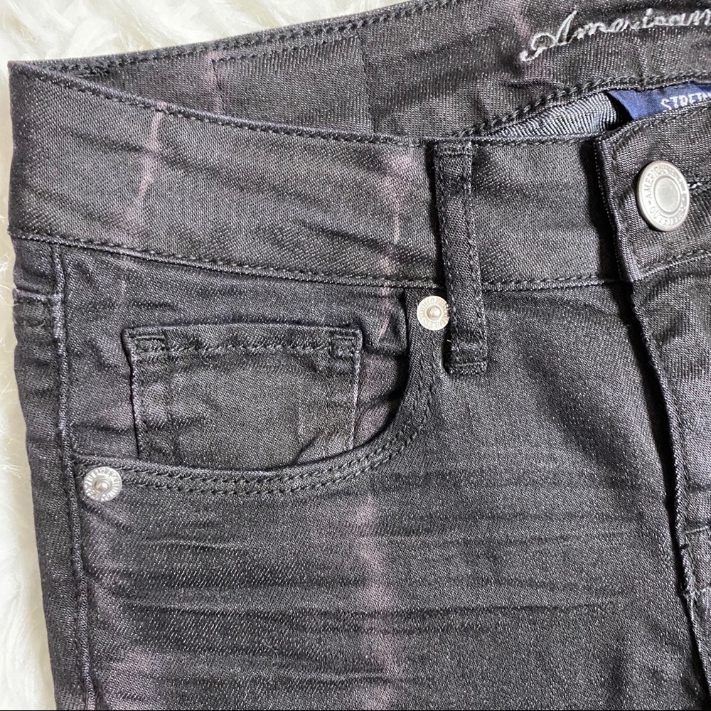 🔥SOLD🔥 American Eagle Electric Stripe Skinny Jeans Black - Picture 7 of 16